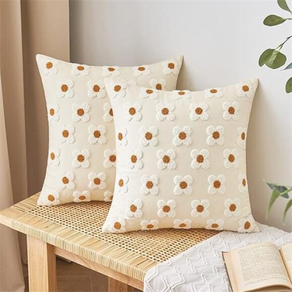 EMEMA Decorative Throw Pillow Covers Sun Flower Jacquard Pillowcase Cushion - Picture 7 of 7